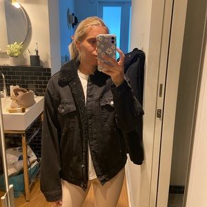 ASOS Denim Jacket with faux Sherpa collar